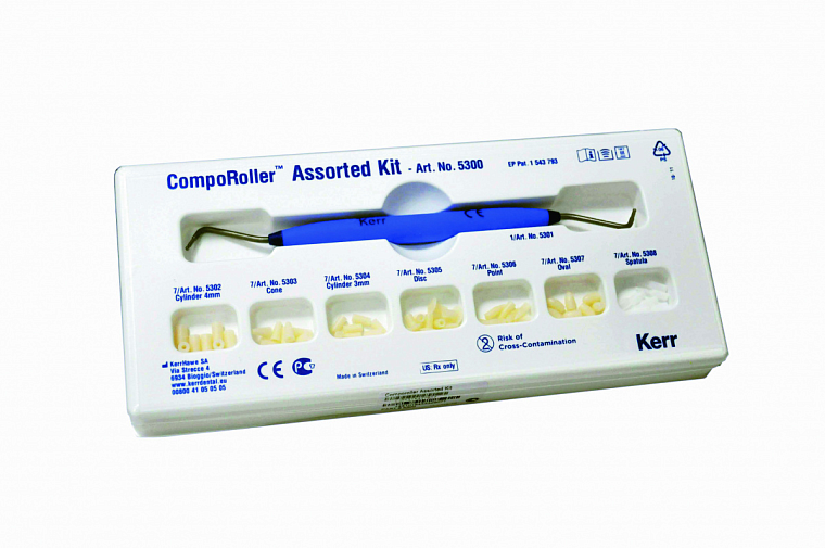 Kerr CompoRoller Assorted Kit - инструмент для моделирования композитов: 1 рукоятка + 49 насадок